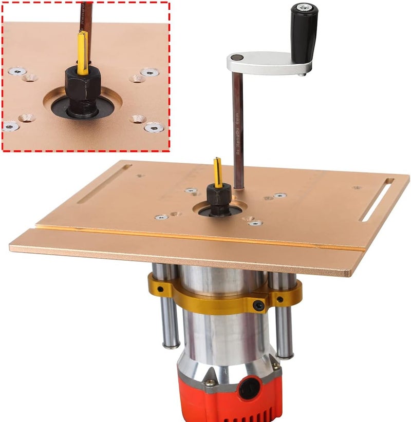 KETIPED Adjustable Router Lift for 65mm Diameter Universal Trimming Machine,Aluminum Under-Table Router Base for Router Table Insert Base Plate with Double Stainless Steel Support Rod,MG-061GD - Image 4